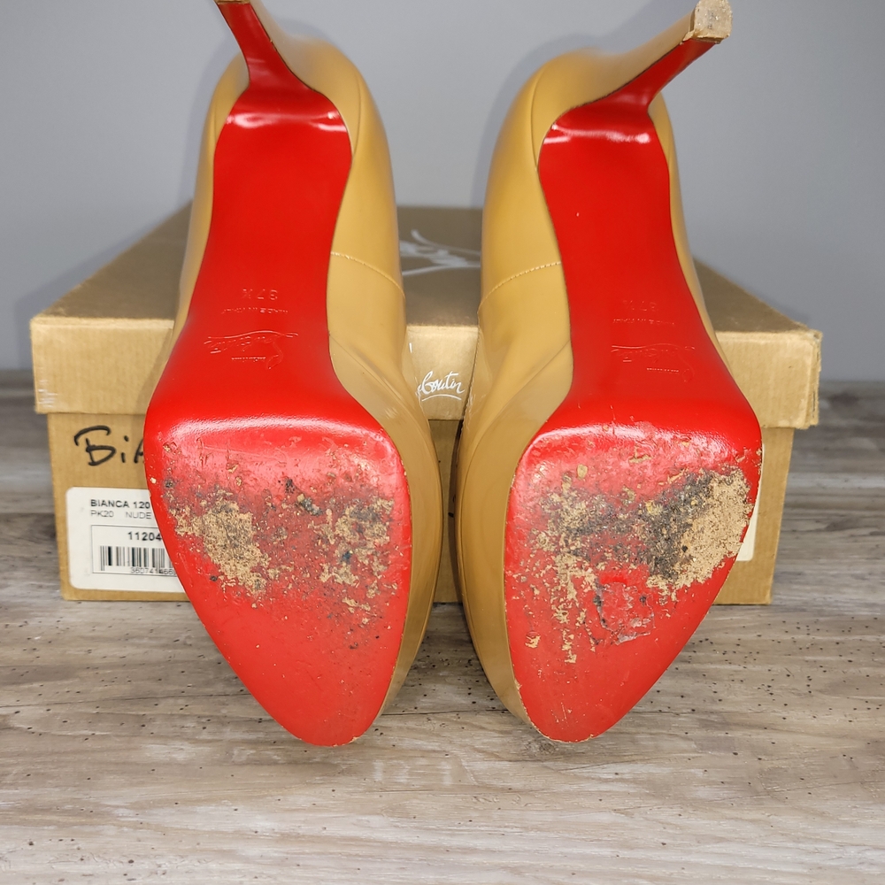 Christian Louboutin Bianca Nude Platform Heels Size 37.5 EU / 7.5 US - Picture 8 of 11